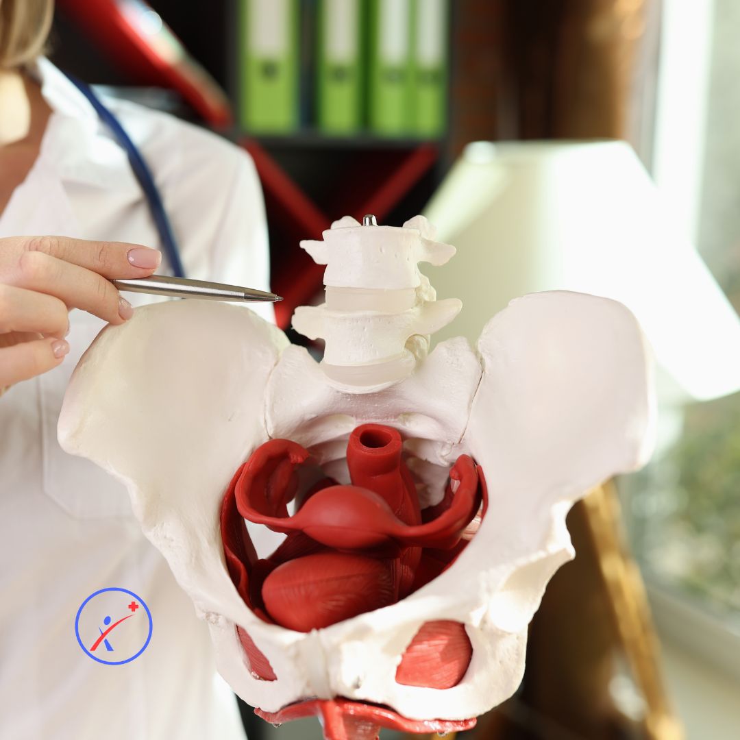 S pomočjo anatomskega modela prikazano medenično dno.